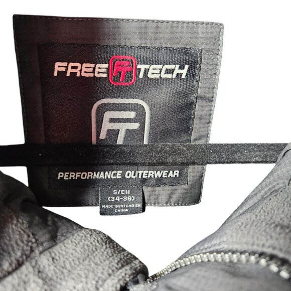 Free Tech Performance Outerwear Jacket S Black & Gray Water-Resistant Hooded Coa - Picture 5 of 13